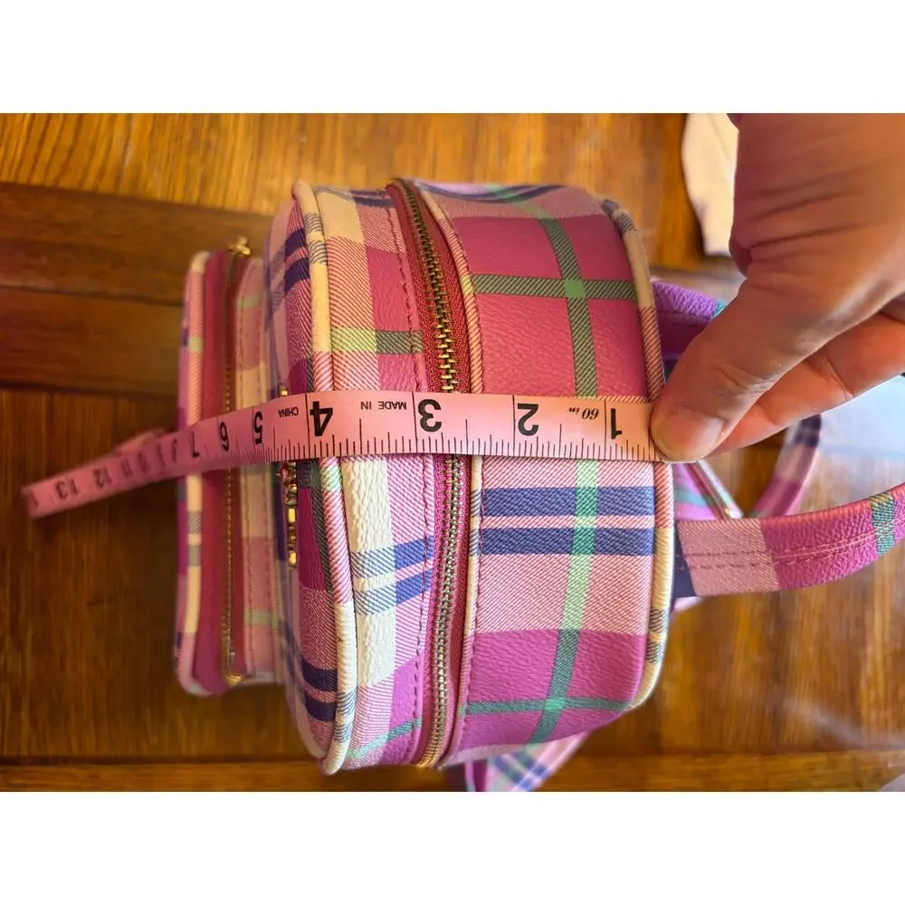Circus by Sam Edelman Grid Bear Pink Plaid Mini Backpack Tartan Cute New